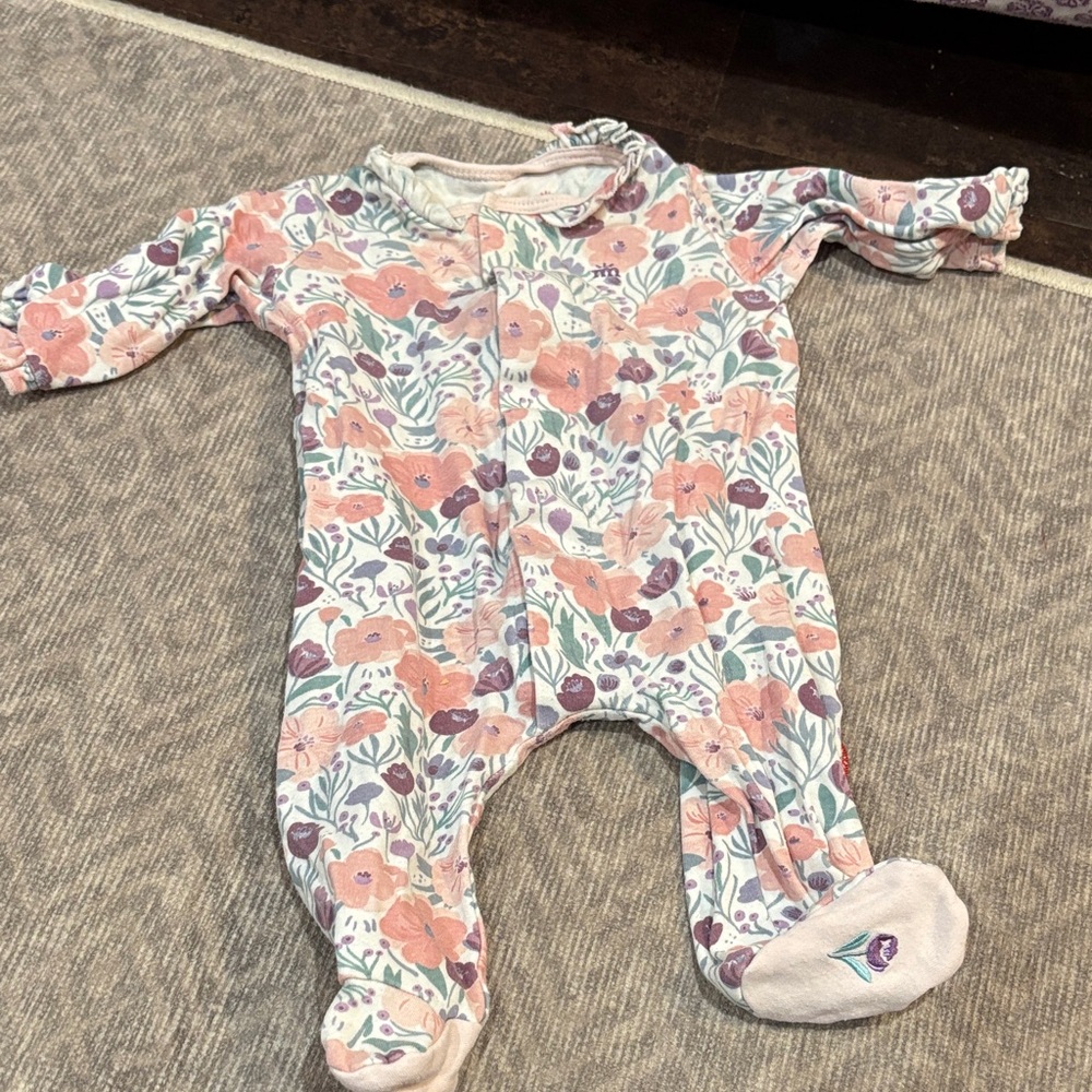 Magnetic Me Pink and Purple Floral Kids Footie